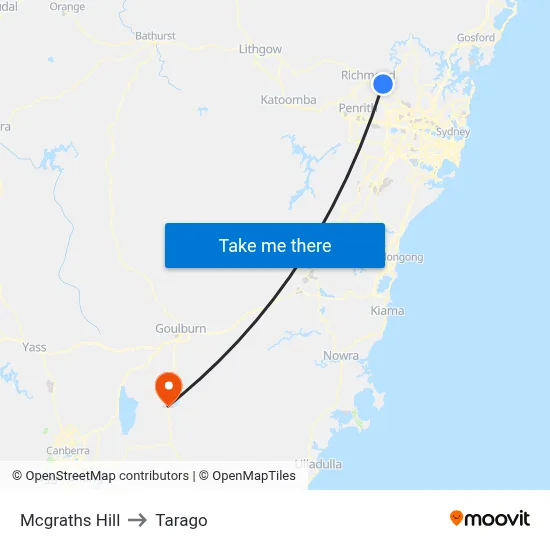 Mcgraths Hill to Tarago map