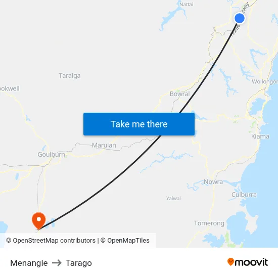 Menangle to Tarago map