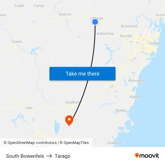 South Bowenfels to Tarago map