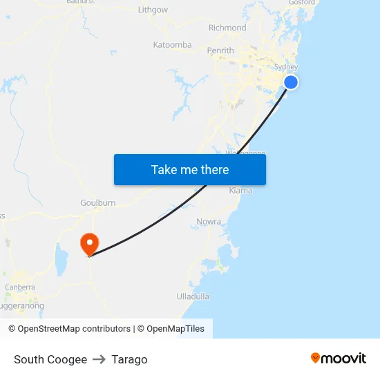 South Coogee to Tarago map