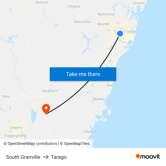 South Granville to Tarago map