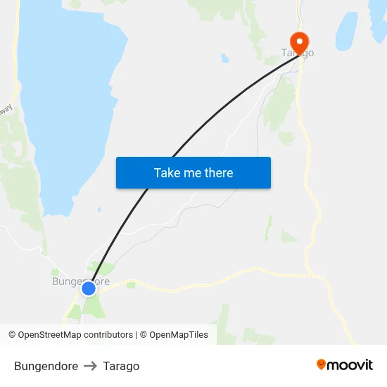 Bungendore to Tarago map