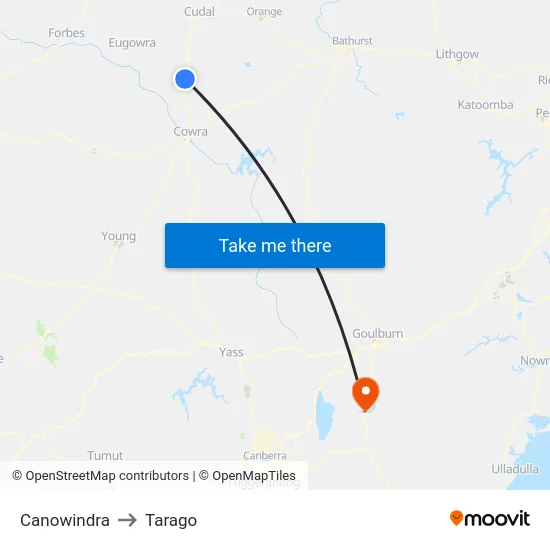 Canowindra to Tarago map
