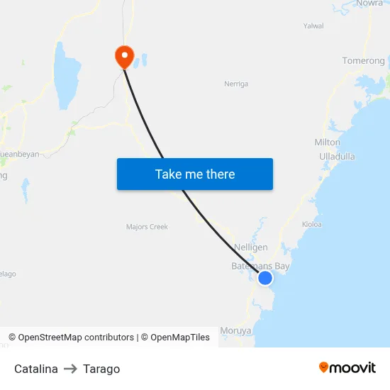 Catalina to Tarago map