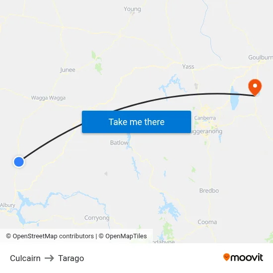 Culcairn to Tarago map
