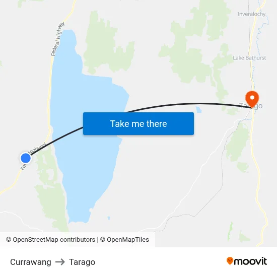 Currawang to Tarago map
