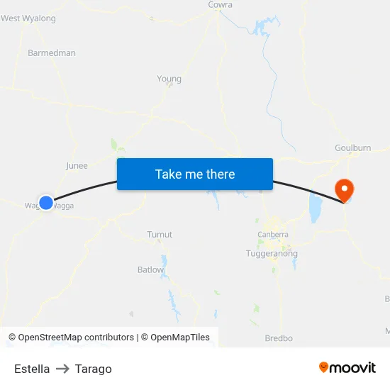 Estella to Tarago map