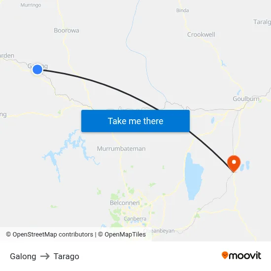 Galong to Tarago map