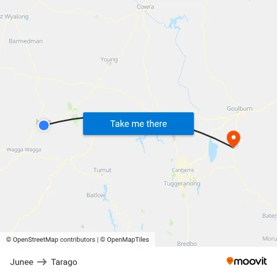 Junee to Tarago map