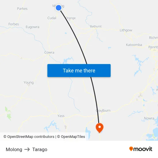 Molong to Tarago map
