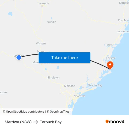 Merriwa (NSW) to Tarbuck Bay map