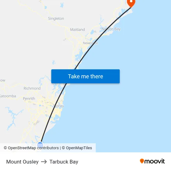 Mount Ousley to Tarbuck Bay map