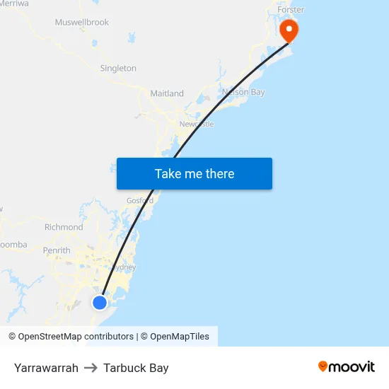 Yarrawarrah to Tarbuck Bay map