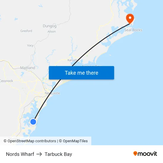 Nords Wharf to Tarbuck Bay map