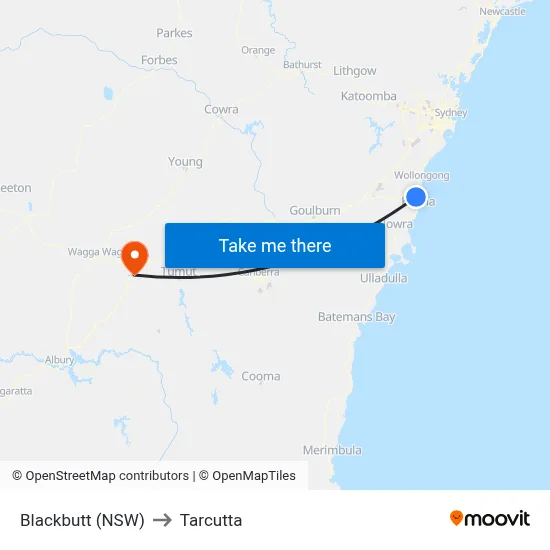 Blackbutt (NSW) to Tarcutta map