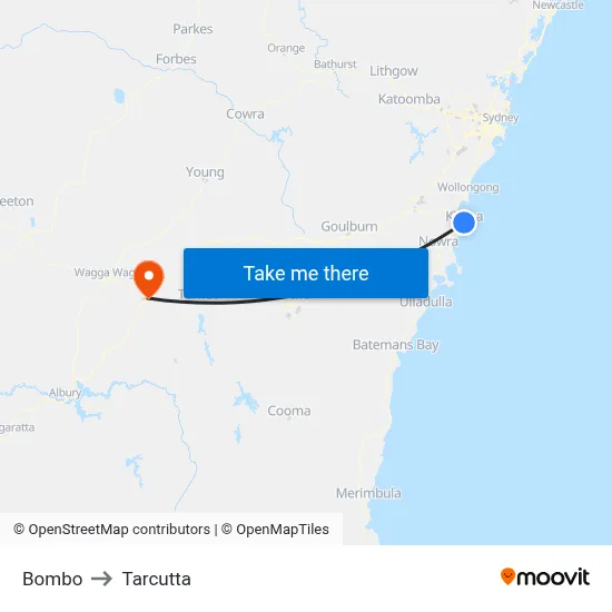 Bombo to Tarcutta map