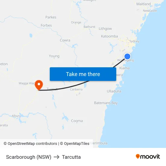 Scarborough (NSW) to Tarcutta map