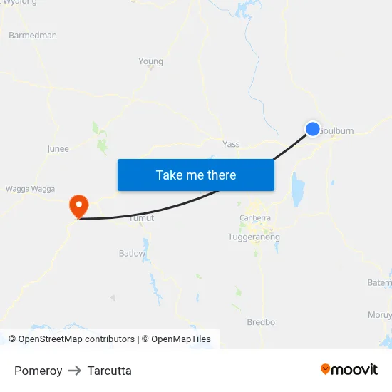 Pomeroy to Tarcutta map