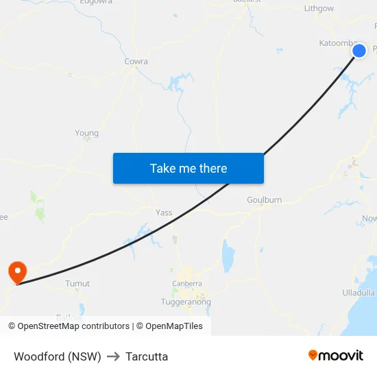 Woodford (NSW) to Tarcutta map
