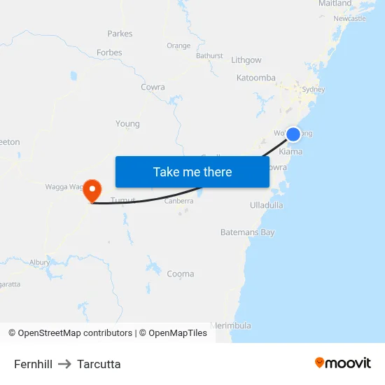 Fernhill to Tarcutta map