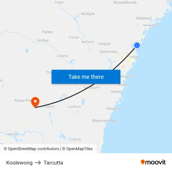 Koolewong to Tarcutta map