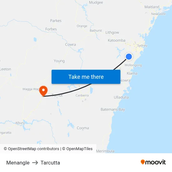 Menangle to Tarcutta map