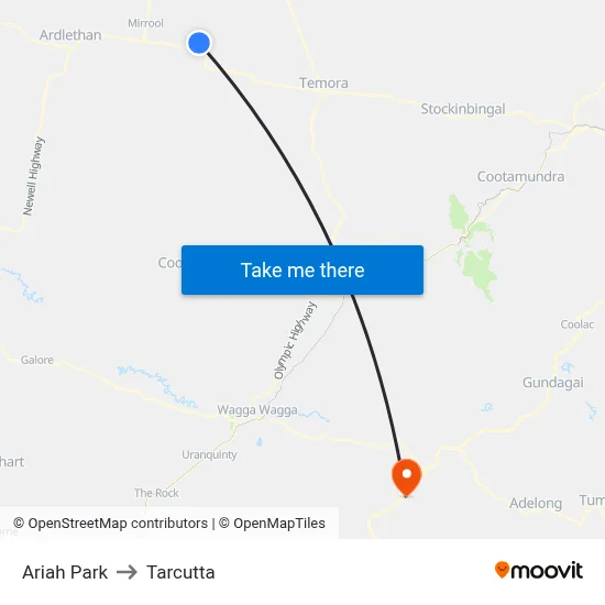 Ariah Park to Tarcutta map