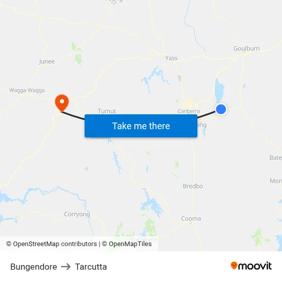 Bungendore to Tarcutta map