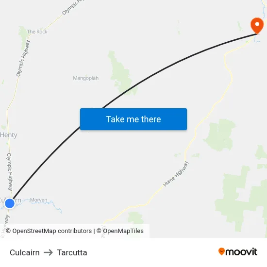 Culcairn to Tarcutta map