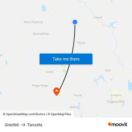 Grenfell to Tarcutta map