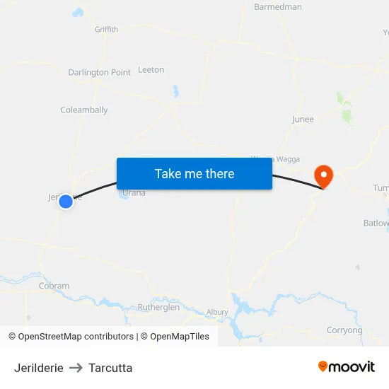 Jerilderie to Tarcutta map