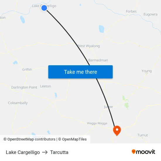 Lake Cargelligo to Tarcutta map
