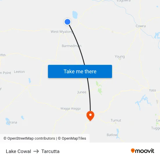 Lake Cowal to Tarcutta map