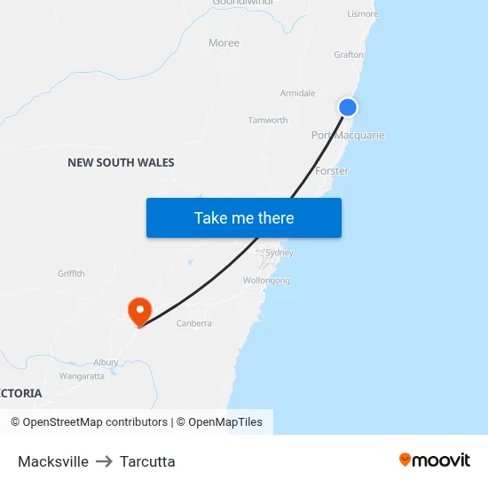 Macksville to Tarcutta map
