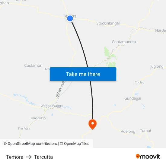 Temora to Tarcutta map