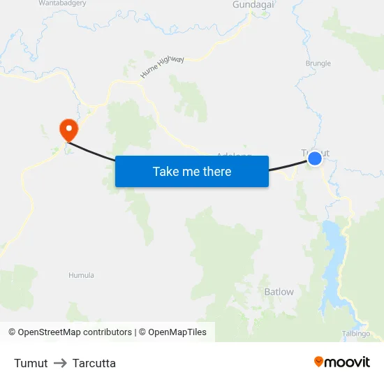 Tumut to Tarcutta map
