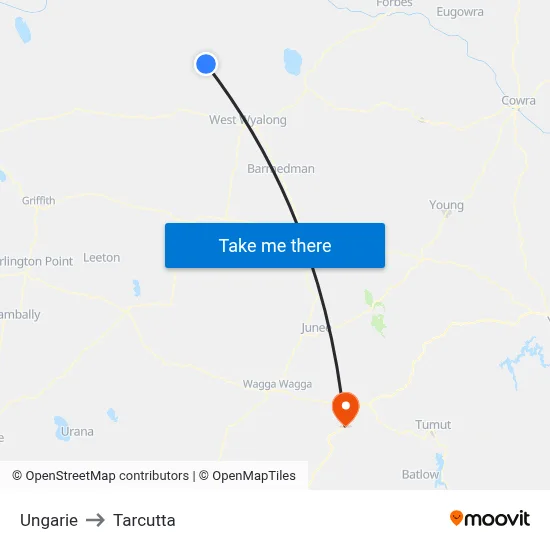 Ungarie to Tarcutta map