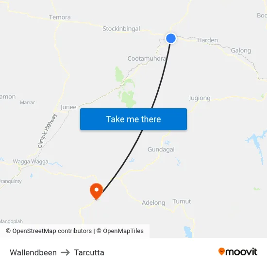 Wallendbeen to Tarcutta map