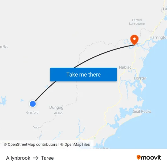 Allynbrook to Taree map