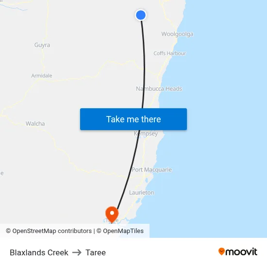 Blaxlands Creek to Taree map