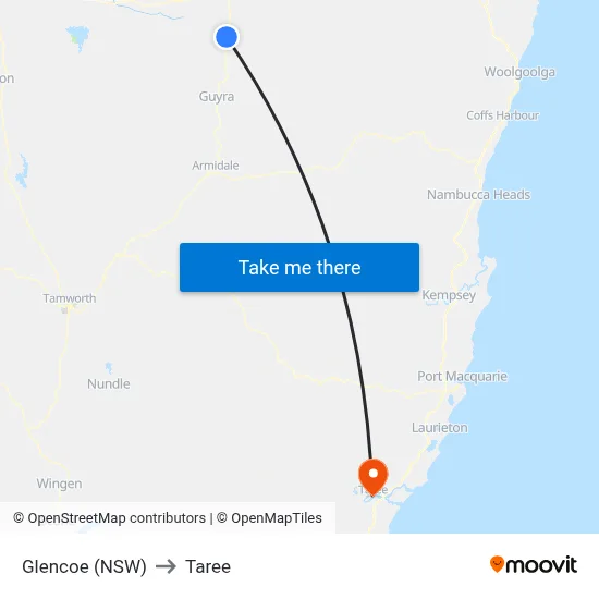 Glencoe (NSW) to Taree map