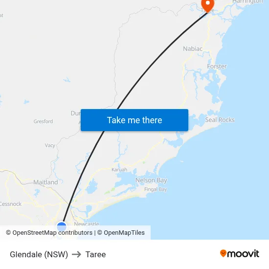 Glendale (NSW) to Taree map