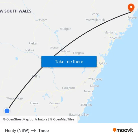 Henty (NSW) to Taree map