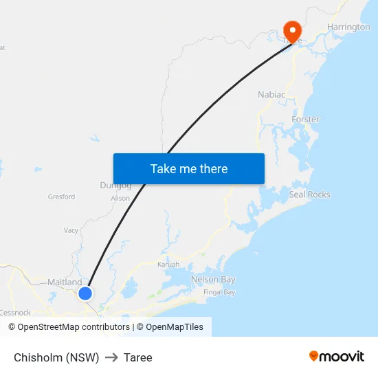 Chisholm (NSW) to Taree map