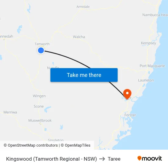 Kingswood (Tamworth Regional - NSW) to Taree map