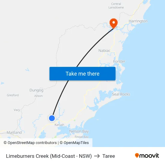 Limeburners Creek (Mid-Coast - NSW) to Taree map