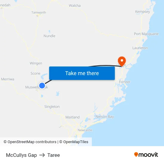 McCullys Gap to Taree map