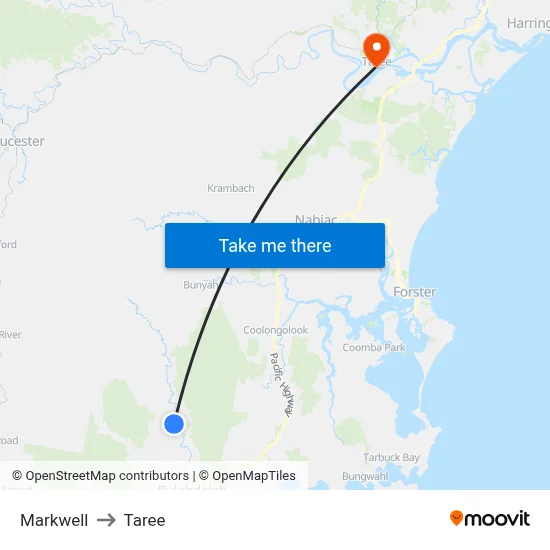 Markwell to Taree map