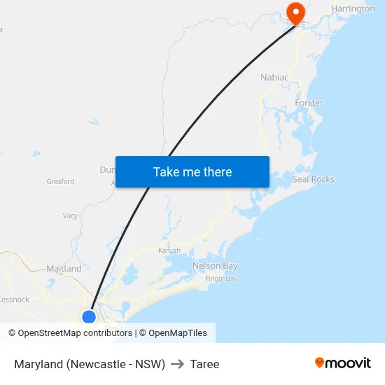Maryland (Newcastle - NSW) to Taree map