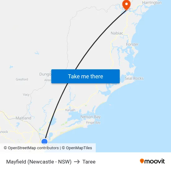 Mayfield (Newcastle - NSW) to Taree map